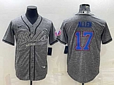 Men's Buffalo Bills #17 Josh Allen Gray With Patch Cool Base Stitched Baseball Jersey,baseball caps,new era cap wholesale,wholesale hats